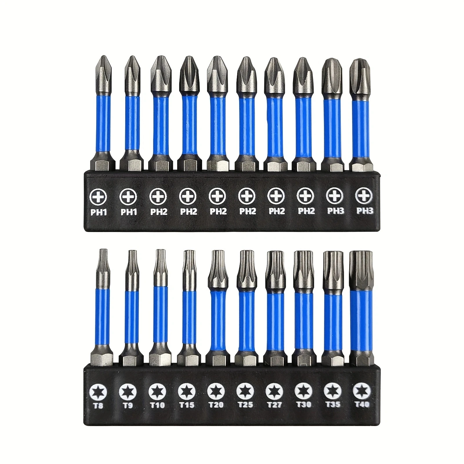 2" Impact Torx Bit PH2 Set 10pcs (TT6-TT40), 1/4" Hex-Shank S2 Steel Star Bit Set, CNC Machined Tips with Magnetism,