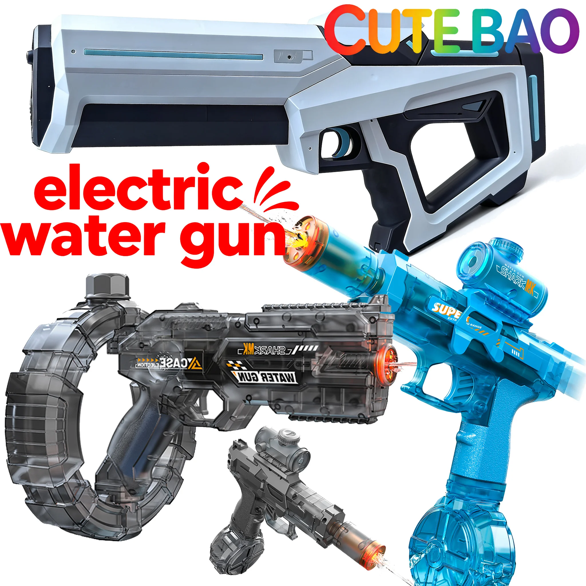 CUTEBAO Elektrische Wasserpistole für Kinder, Hochgeschwindigkeits-Wassersprühgerät, geeignet für den Einsatz im Freien.