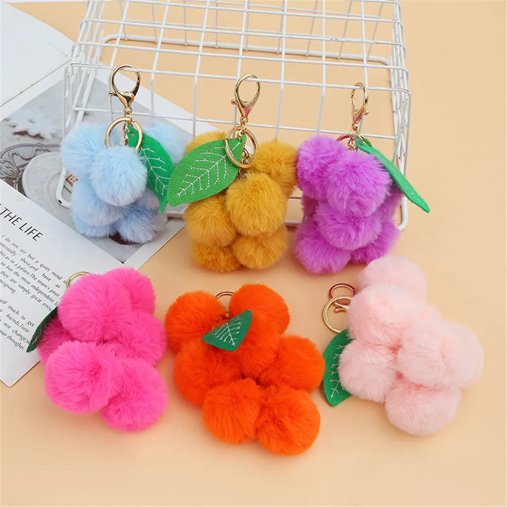 Kawaii Plush Grape Keychain Toys Key Chain Plush Car Bag Pendant Keyring Gift  Soft Cotton Key Chain Toy for Girls Kids 2023