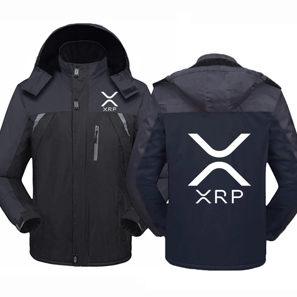 2025 Cryptocurrency Ripple XRP Winter Jacket Men's New Printing Windproof Waterproof Thicken Windbreaker Outdoor Clothes Tops