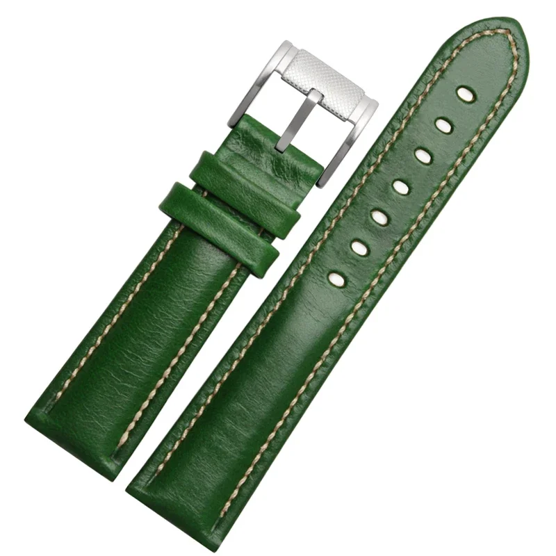 Genuine Leather Watch Strap for Seiko No. 5 Rolex Water Ghost Series Srpb93j1 Watch Band Men Women Casual Watchband Green 22mm