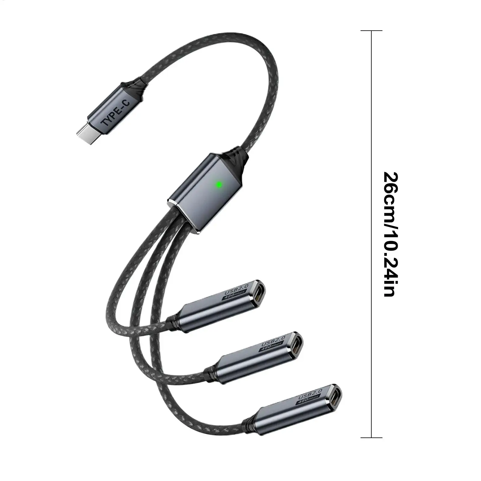 كابل شحن USB متعدد USB/Type-C سلك شاحن متعدد لوازم السيارات للأجهزة رحلة شاحنة العمل المغامرة الداخلية