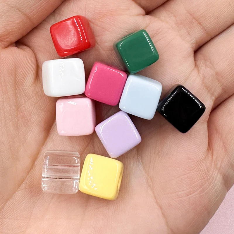 10 sztuk 10mm kwadratowe koraliki do tworzenia biżuterii Spacer cukierki kolor akrylowe koraliki materiały jubilerskie