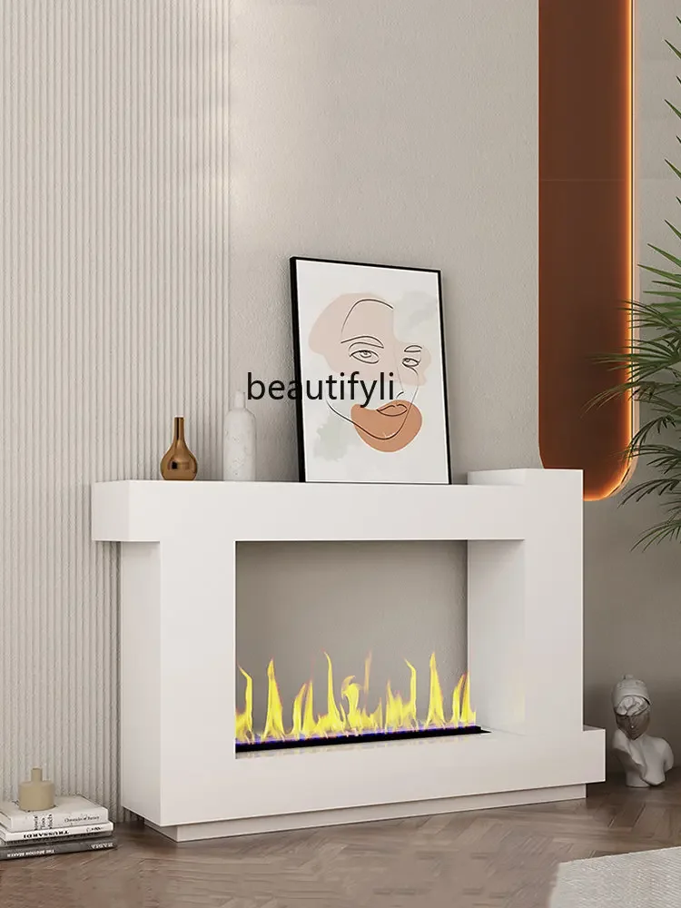 

American Light Luxury Solid Wood Atomization Fireplace Living Room Locker French Wall Decoration Fireplace Mantel