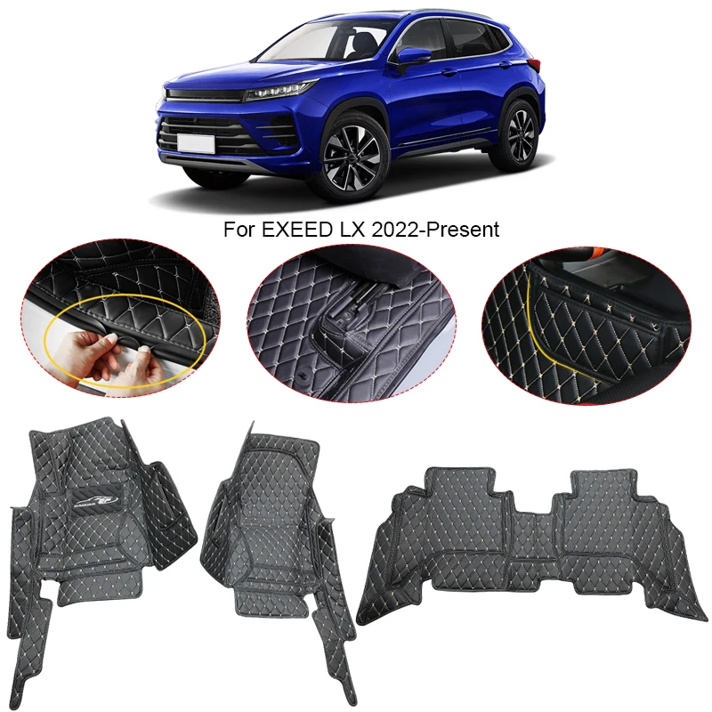 3D Full Surround For EXEED LX 2022 2023 2024 2025 Car Floor Mat Liner Foot Pads PU Leather Waterproof Carpet Auto Accessories