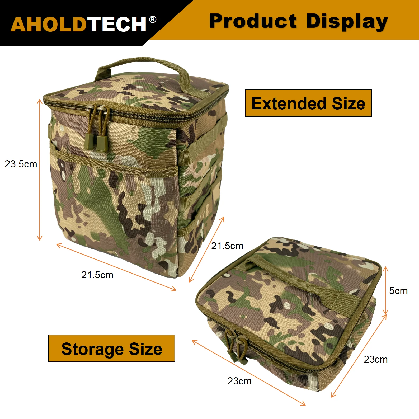 Aholdtech Tactical Storage Bag, Molle ao ar livre, Camping, Bolsa de piquenique, Mochila impermeável, Lancheira, Comida portátil, Grande capacidade