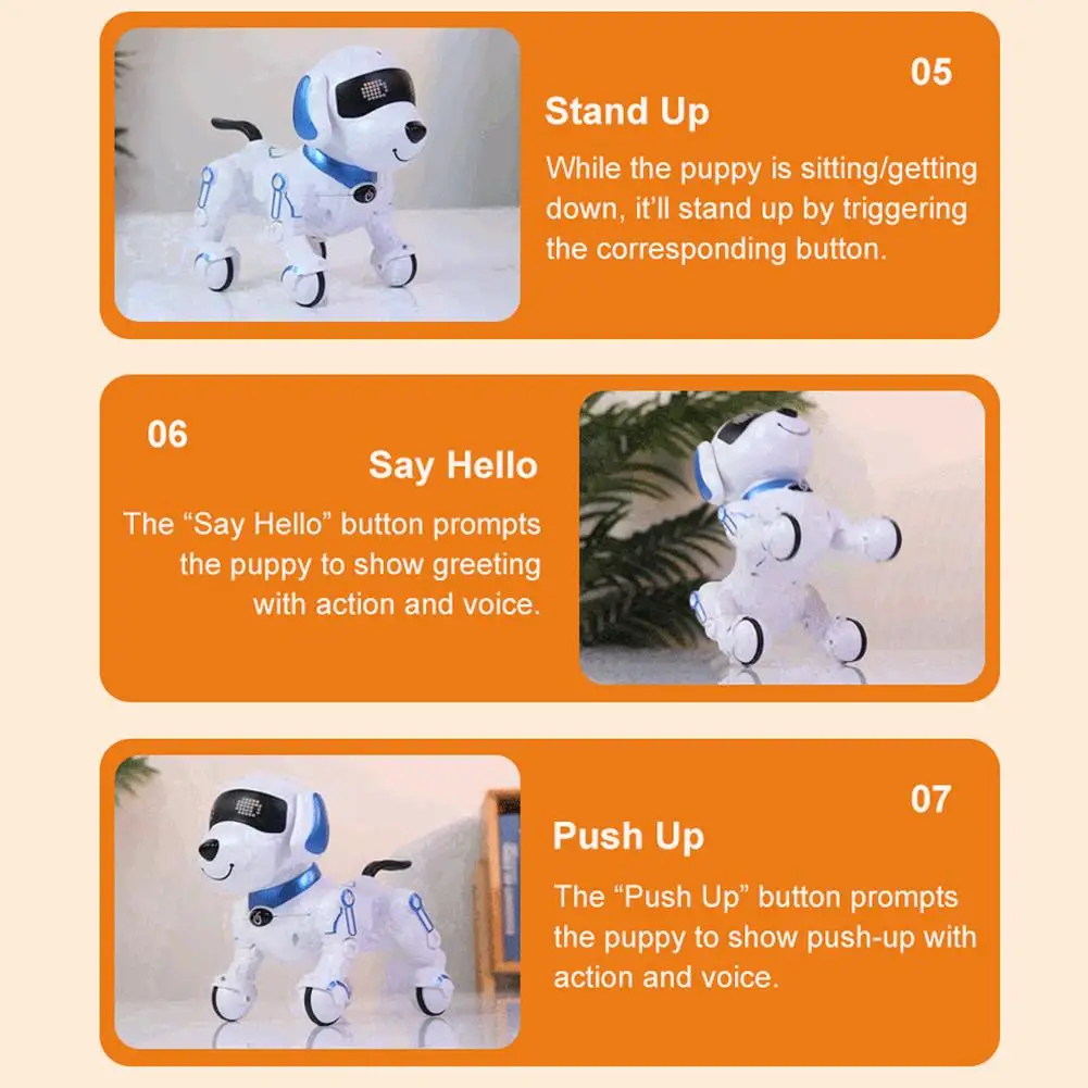 ของเล่นหุ่นยนต์สุนัขบังคับวิทยุอัจฉริยะ ของเล่นสัตว์เลี้ยง AI สำหรับเด็ก ของเล่นเสริมพัฒนาการเด็กเล็ก ของเล่นเต้นรำแบบโต้ตอบ ของขวัญ