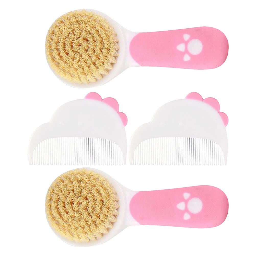 

2set Baby Hair Care Brush Comb Set Soft Bristles Newborn Toddler Grooming Kit Registry Present Accessories Cradle Cap Hairbrush