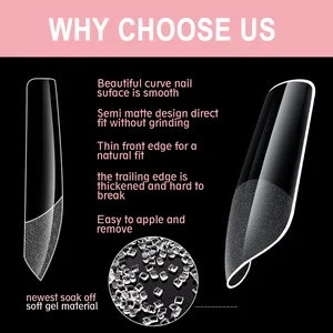 Full Coverage Presse -Nagel -Tipps, Stylus, Mandel, Quadrat, Sarg, Französisch, falsch, falsch, aus Gel, Verlängerungskapsel, 600pcs 8 Hauptverkäufe POSISE BOX PHIE - №5