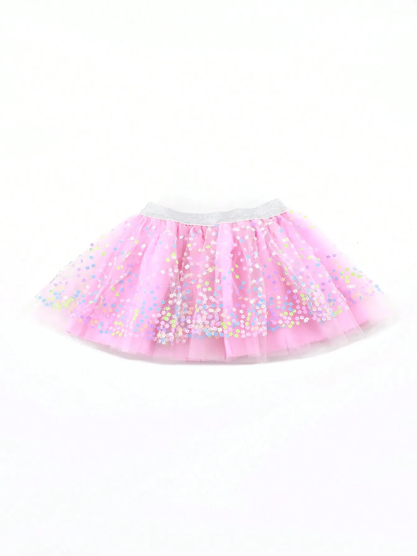 Eternal Garden Violet Girls Flower Sequin Pleated Princess Tutu Skirts Short Pants Under Children Dance Elastic Waist Skirt Mini