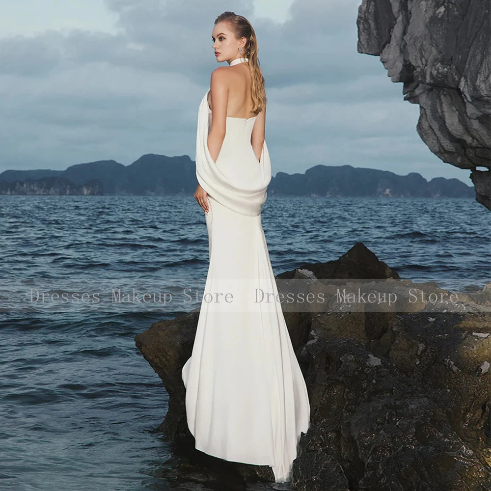 ชุดราตรีหรูหราสำหรับผู้หญิง ปี 2025 แบบผูกคอ เปิดหลัง แขนกุด ทรงเมอร์เมด ประดับลูกปัดยาว แต่งแอพพลิเค ทรงทรัมเป็ต ชุดราตรีออกงาน