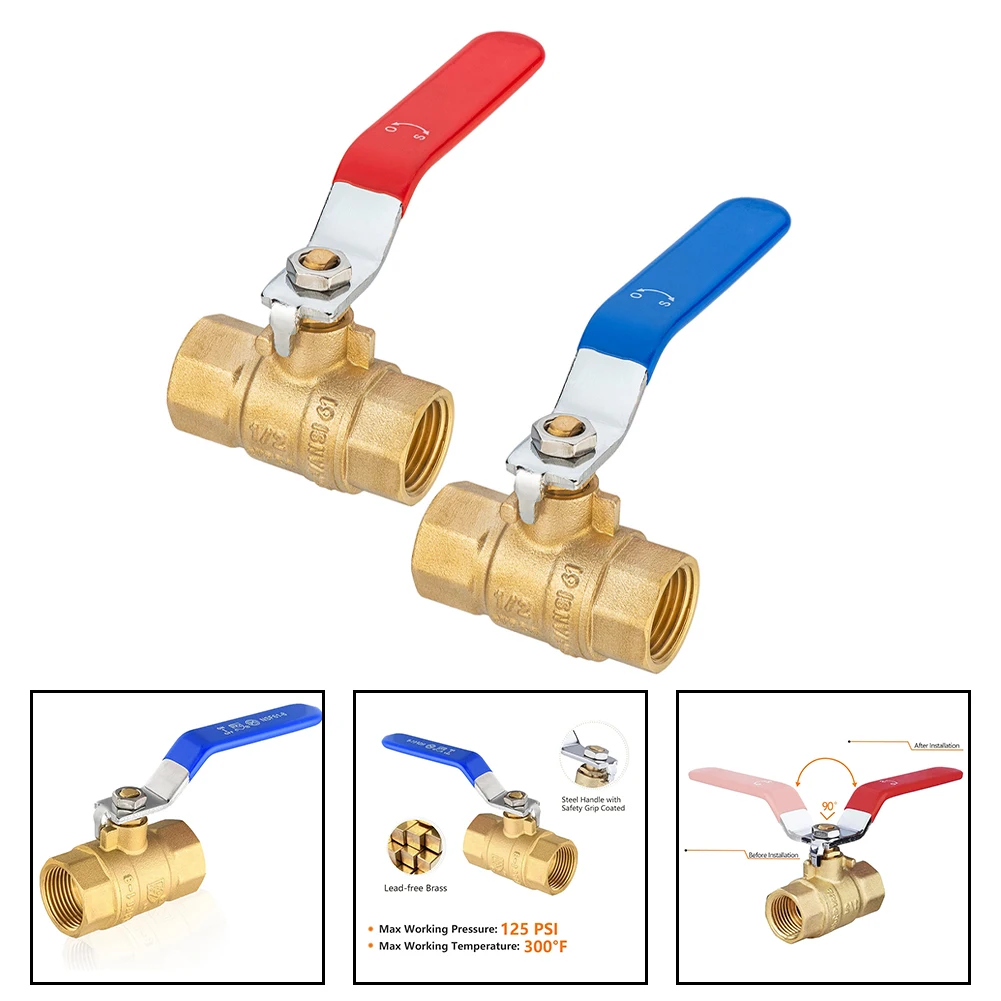 

Резьбовой шаровой кран Стальная ручка с виниловой ручкой Бессвинцовый медный шаровой кран для использования в сантехнике, воде, масле и сжатие воздуха