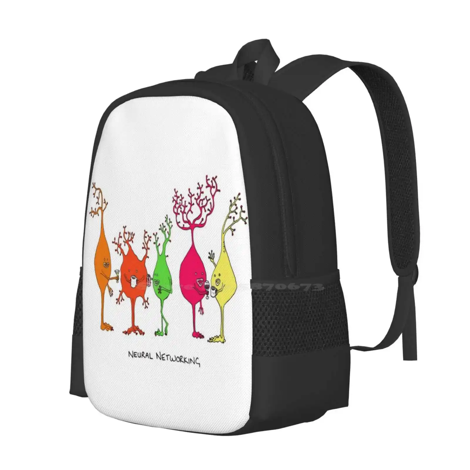 Neural New Arrivals Unisex Bags Student Bag Backpack Cells Biology Bioscience Brain Cell Neurone Glia Astrocyte Cartoons Comics