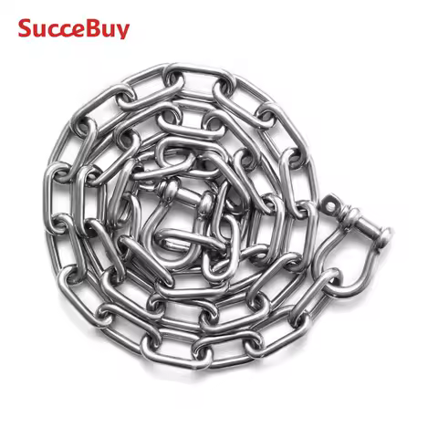 SucceBuy 1700lbs Boat Anchor Chain 316Stainless Steel Marine Grade Anchor Lead Chain with Dual Lock Ring Shackles for Boats Deck