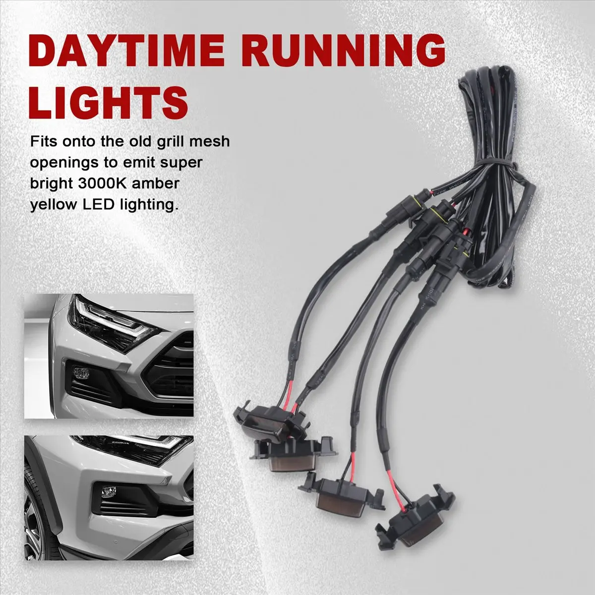 #45R LED Front Grille Smoked Amber Light Daytime Running Lights Lamp,Tacoma Daytime Running Lights,(ABS)