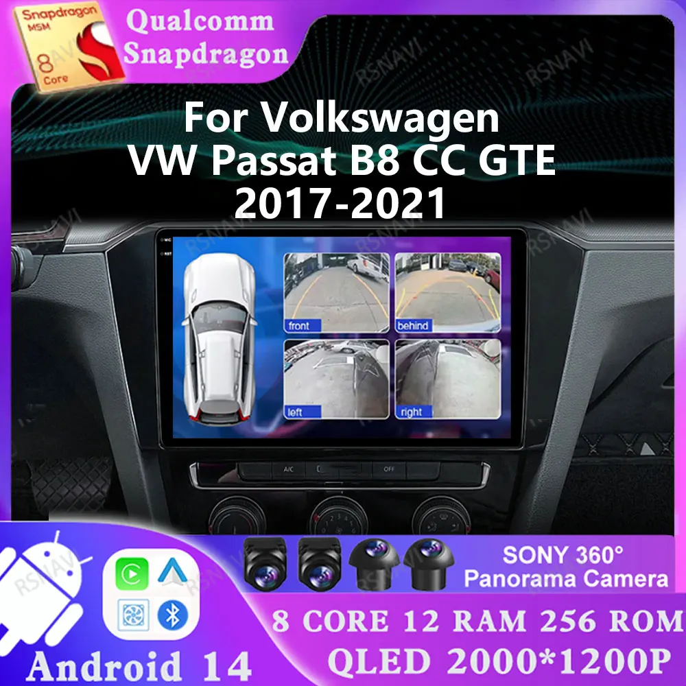 

Android 14 For Volkswagen VW Passat B8 CC GTE 2017-2021 Qualcomm 5G WIFI DSP DVD Head Unit GPS 4G LTE Viedo Player Stereo 2 DIN