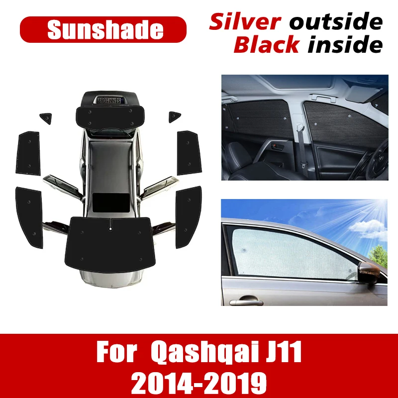 

For Nissan Qashqai J11 Accessories Rogue Sport 2014~2019 Car Windows Sun Protection Visor Anti-UV Sun Blinds Windshield Sunshade