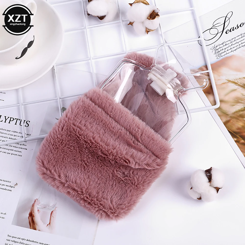 1pcs Cozy Reusable Winter Warm Heat Hand Warmer PVC Stress Pain Relief Therapy Hot Water Bottle Bag Soft Rabbit Hand Warming Bag