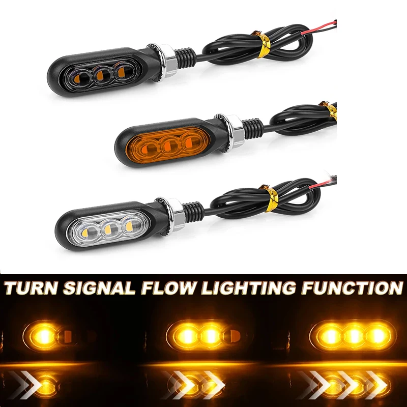 NLpearl 2/4 pièces 3LED moto LED clignotants Mini ambre clignotant lumière universelle moto indicateur clignotant
