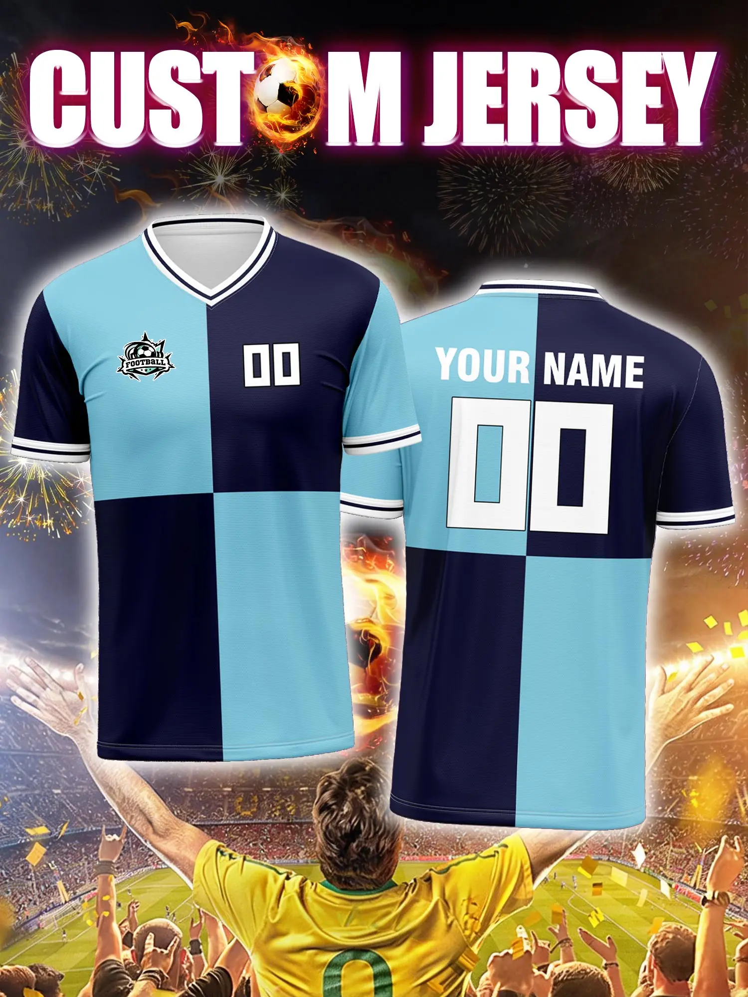 

Футбольная форма на заказ с индивидуальным изображением, номером и именем, профессиональная экипировка для тренировок и соревнований.