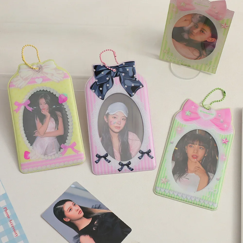 Ballet Style 3inch Card Holder For Stuend Kpop photocards With Keyring Kawaii Idol Photo Protect cover