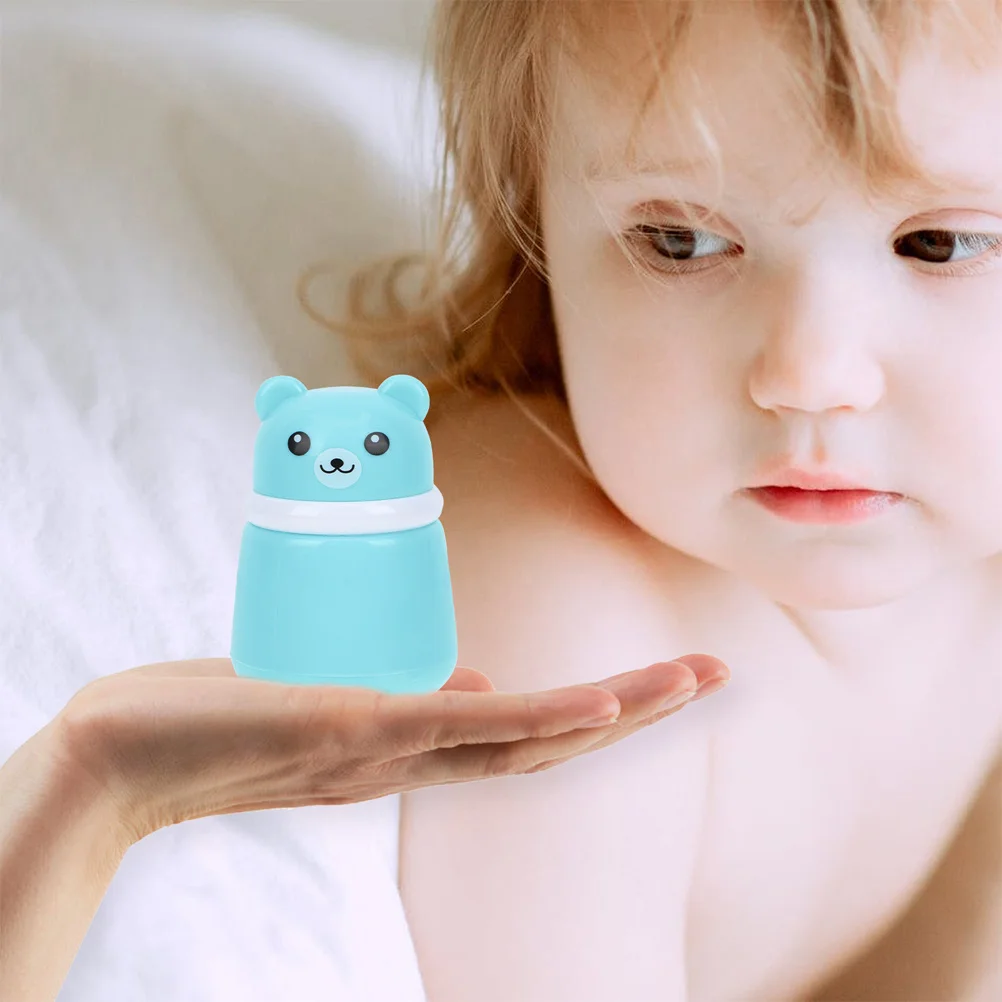 2 قطعة صندوق نفخة البودرة تصميم الدب حاوية بودرة التلك الطفل القابلة لإعادة الملء لإكسسوارات السفر للرضع وجسم الوجه #6