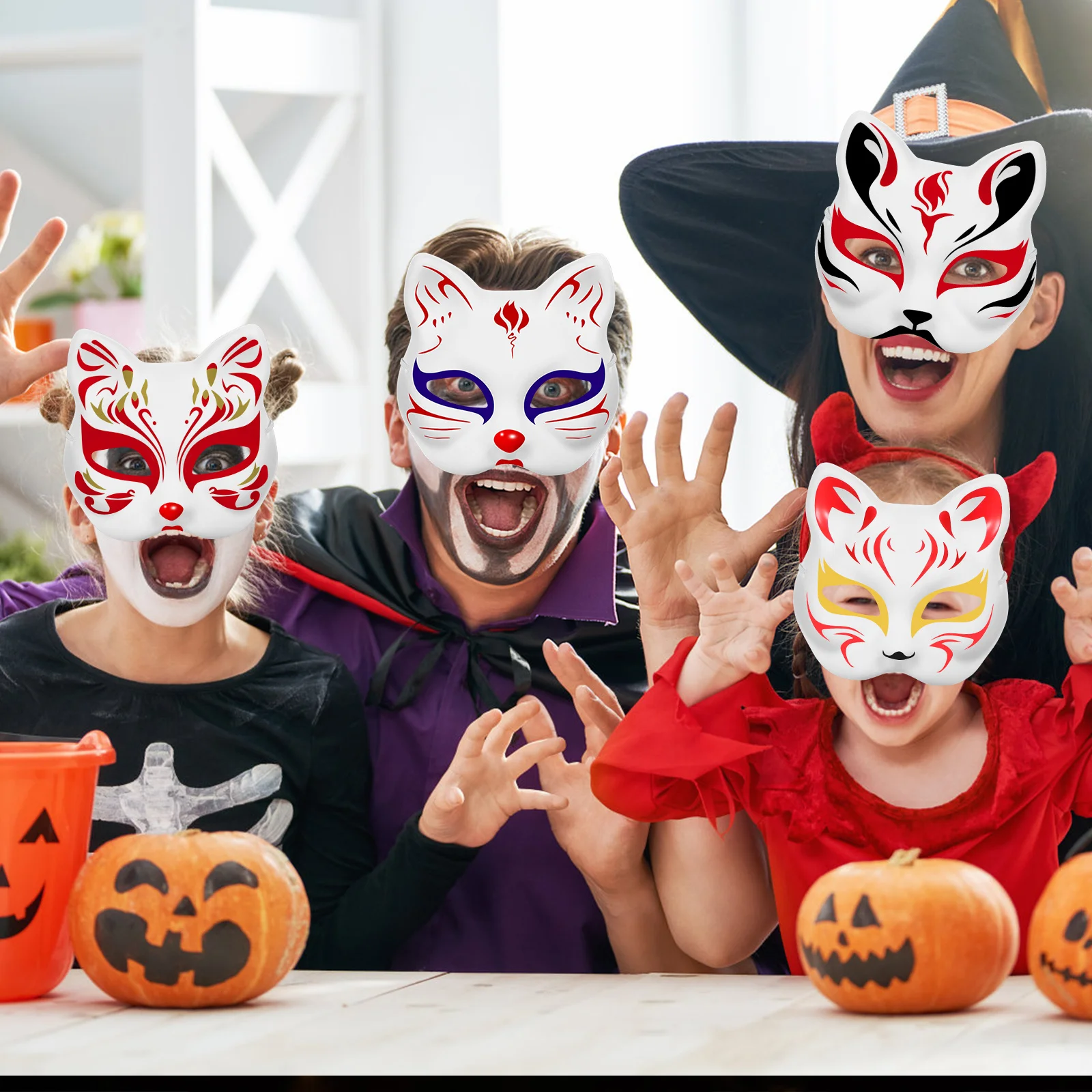 

10Pcs DIY Blank Masks for Painting Creative Cat Shaped Paper Masks One Size Fits Most Elastic Band for Masquerade Prom Cosplay