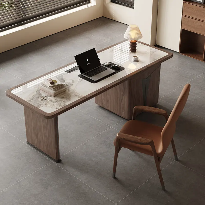 Estantes para Ahorrar Espacio, Escritorio de Oficina Minimalista, Escritorio Ejecutivo Largo y Lujoso, Muebles de Oficina Estéticos Europeos, Muebles de Salón