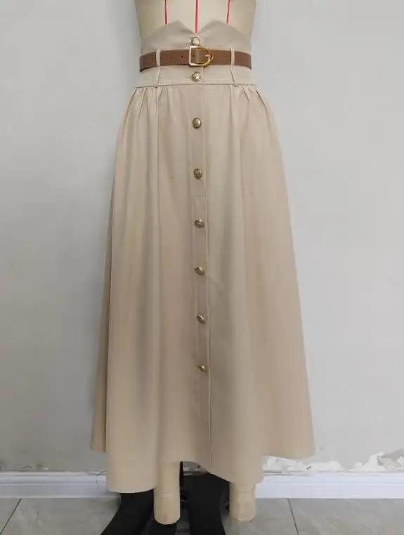 2026 Frühjahr/Sommer Neue Damenmode Lässiger Faltenrock, A-Linie mit großem Boden, Gürtelband, halber Rock Damenbekleidung
