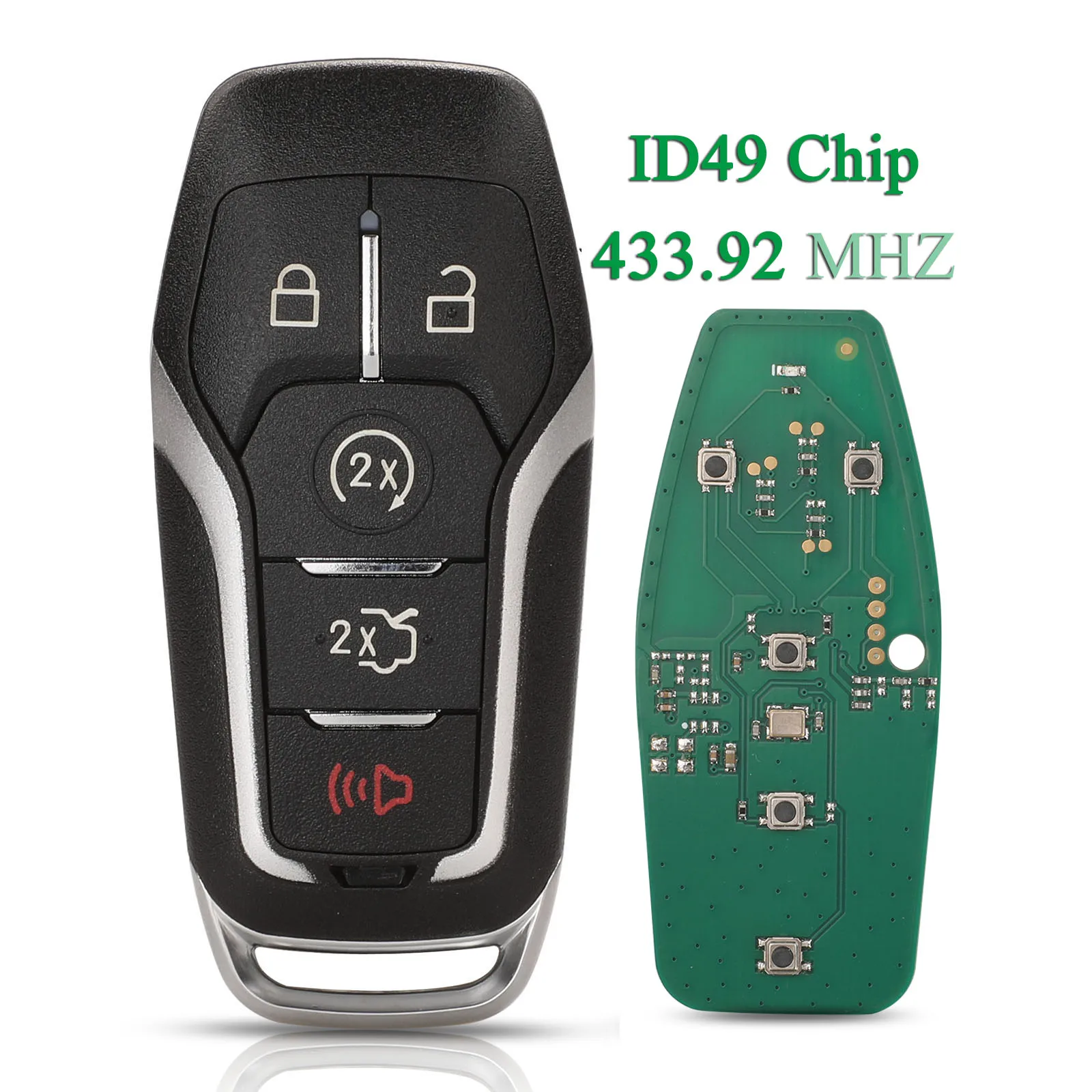 jingyuqin ID49 Chip 433.92Mhz 5 Buttons Smart Remote Car Key  Remote For Ford Fusion Explorer edge Mustang 2017 2018 Control Key