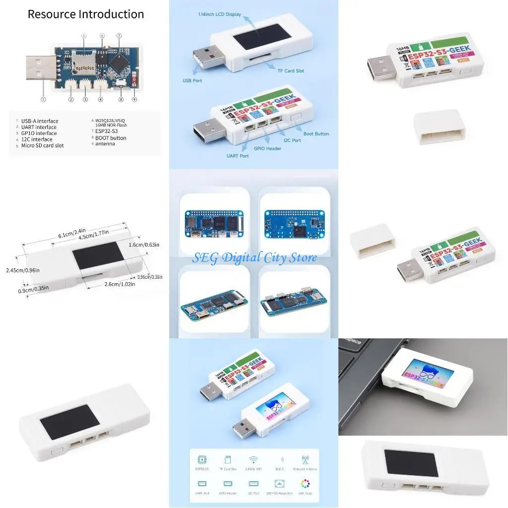 

U75B ESP32-S3 Development Board USB-A Male Connection 1.14'' LCD Display Efficient Processor Wireless Communication