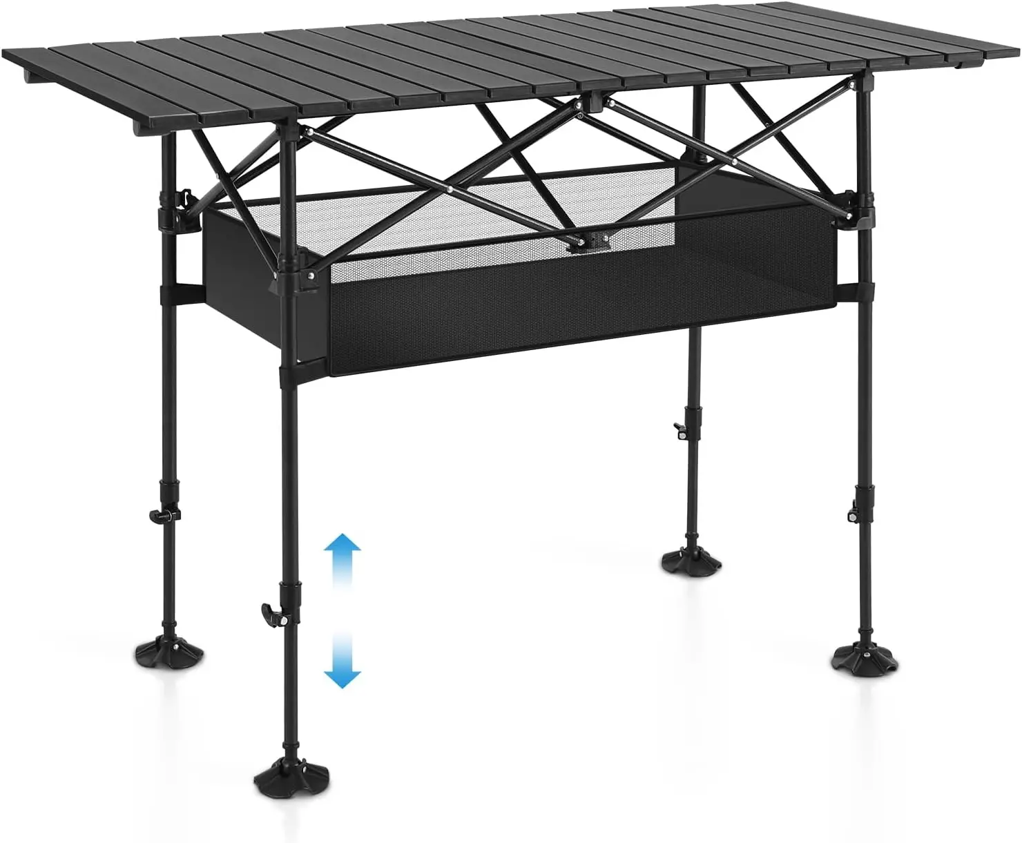 Camping Table Folding Outdoor Table with Adjustable Height, Large Storage Bag and Carrying Bag, Portable Aluminum Table for