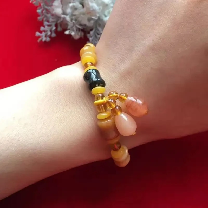 Wholesale Gold Silk Jade Bracelet Color Transfer Bead Bracelet Jade Stone Women's Hand Jewelry Pendant