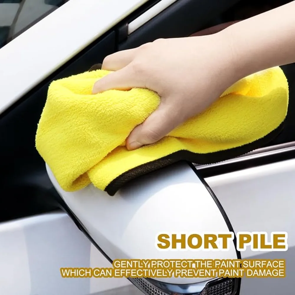 1-20Pcs Microfiber Cleaning Double Sides Towel Coral Velvet Auto Washing Towels Absorbent Dry Cloth for Car Detailing, Household