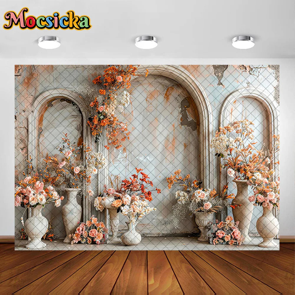 Mocsicka التصوير خلفية بوهو زهرة زهرية قوس الديكور خلفية الكبار المرأة الحامل صورة استوديو الصور الدعامة راية