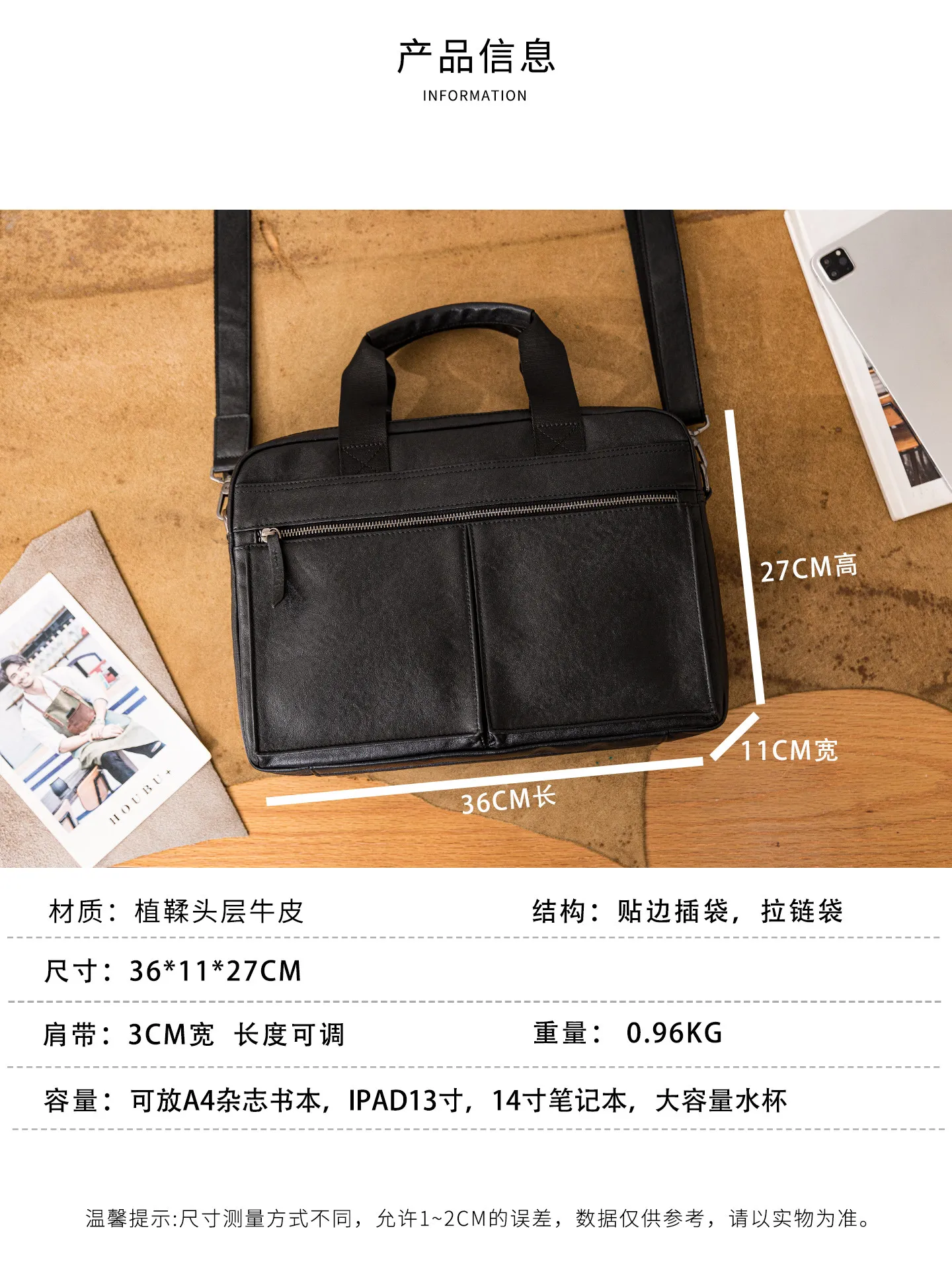 business work genuine leather men's black briefcase casual designer handmade real cow leather luxury laptop messenger bag