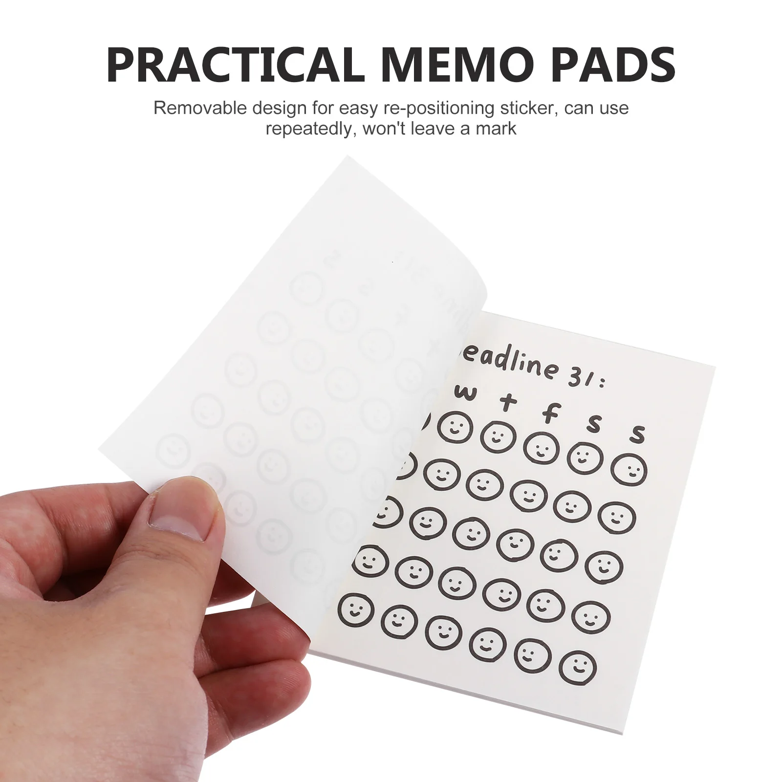 

2 Pcs Notebook Adhesive Memo Pads Practical Notes Mini Self-adhesive Paper Sticky Portable Post-notes White