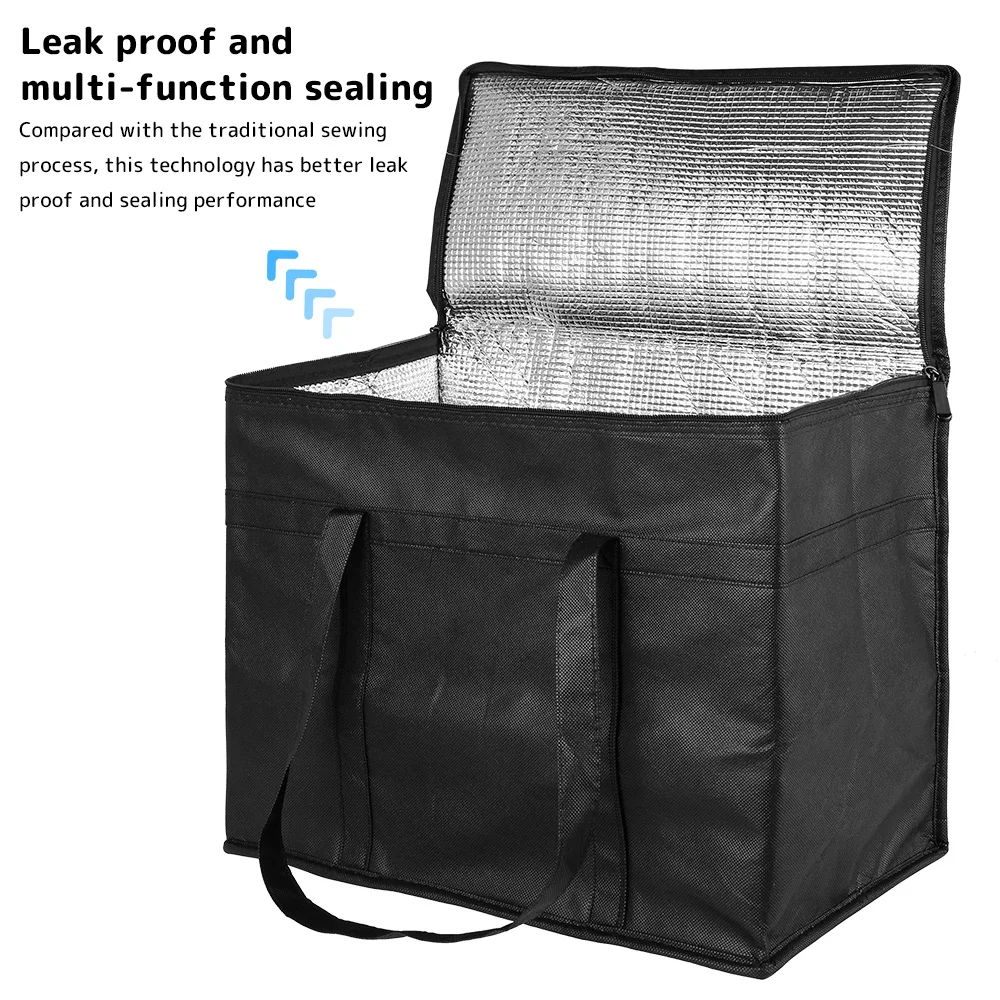 30L Portable Insulated Cooler Bag Leak-proof Food Delivery Bag Foldable Food Thermal Tote Bag for Picnic Beach Camping Work Trip - view 3
