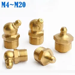 M4 M5 M6 M8 M10 M12 M14 M16 M20 Brass Hydraulic Grease Nipple Fittings Straight Elbow Type Oil Zerk Fitting for Grease Gun