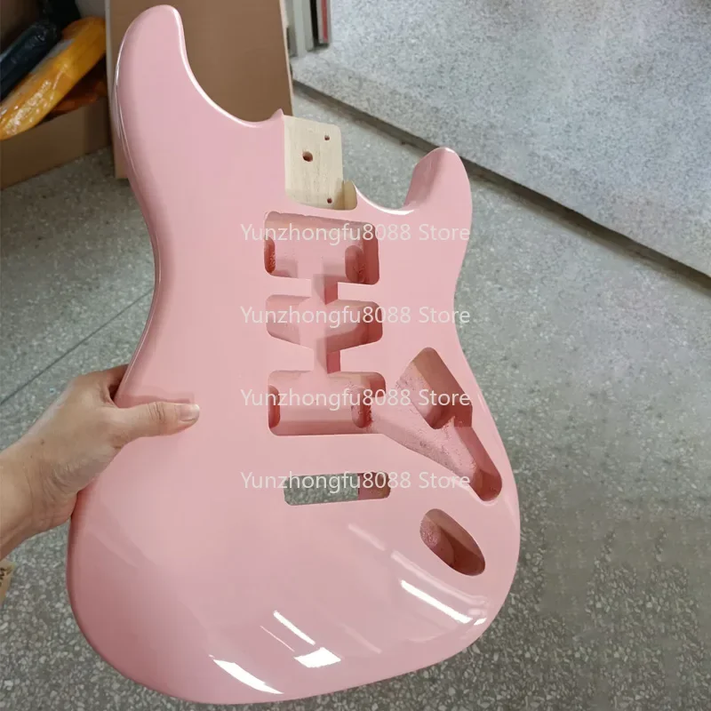 Pink Electric Guitar Body DIY Kit Professional Poplar Wood Musical Instrument for Students Guitarists with Retrofit Accessories
