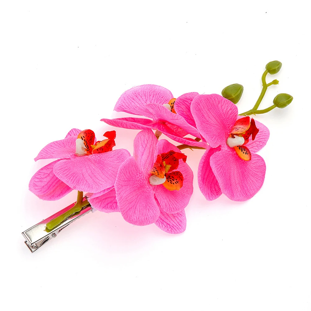 

4pcs Artificial Phalaenopsis Hair Clips Durable Cloth Orchid Hairpins For Women Girls Wedding Beach Party Decoration