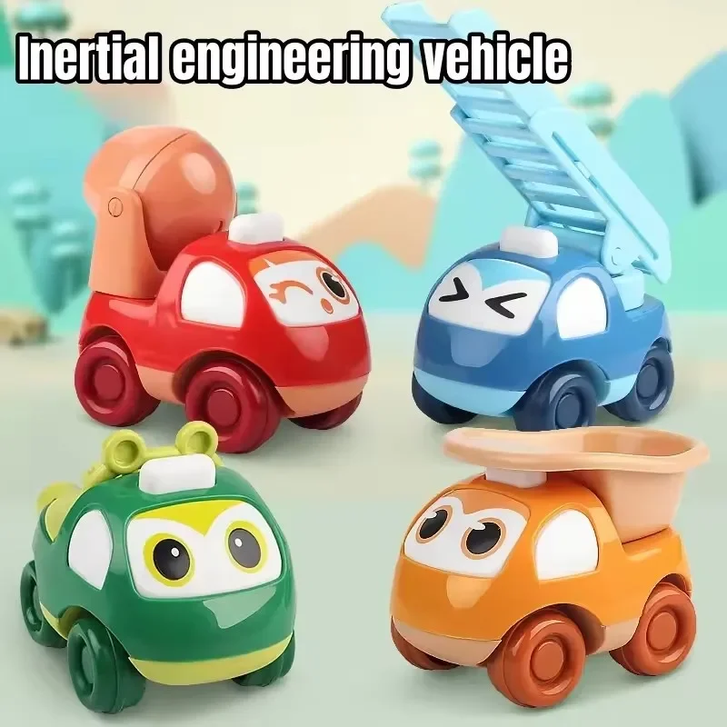 

Cute Cartoon Engineering Vehicle Toys Set Kids Construction Mixer Dump Truck Tractor Inertia Sliding Car Model Baby Gifts