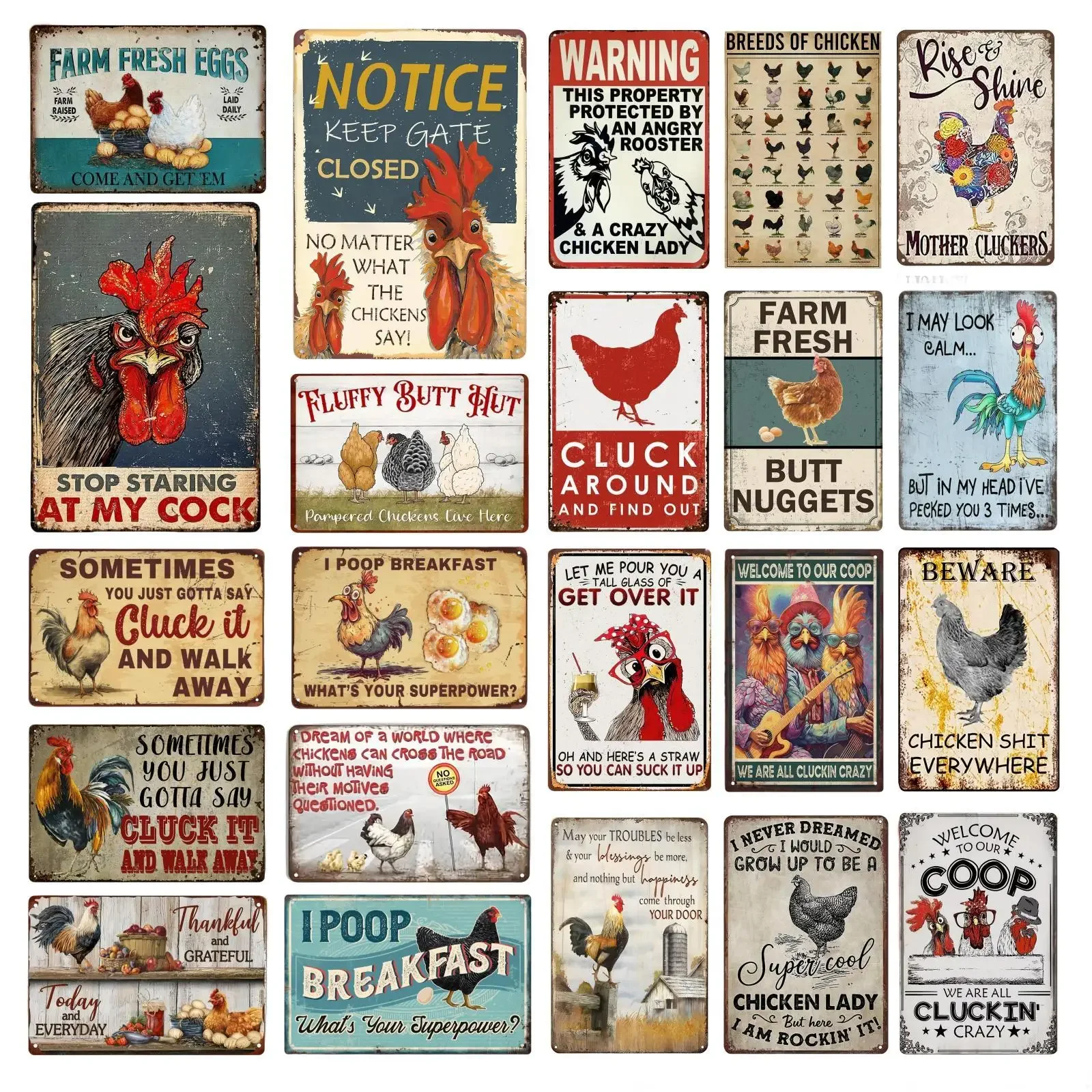 Crazy Chicken Coop Sign Retro Metal Welcome Plaque Funny Farmhouse Perfect For Henhouse Or Kitchen Ideal Farm Gift Wall Decor