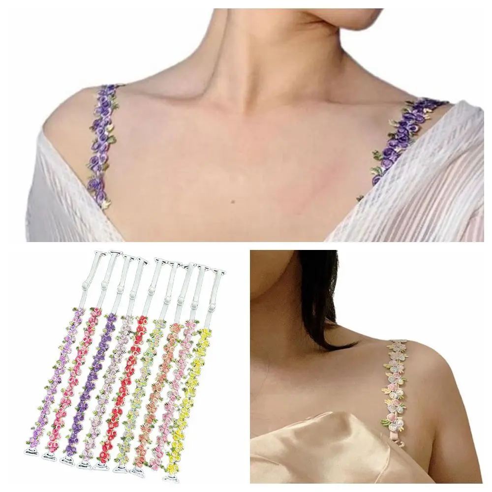 

New Removable Floral Bra Straps Lace Elastic Shoulder Straps Adjustable Anti-slip Floral Shoulder Belts