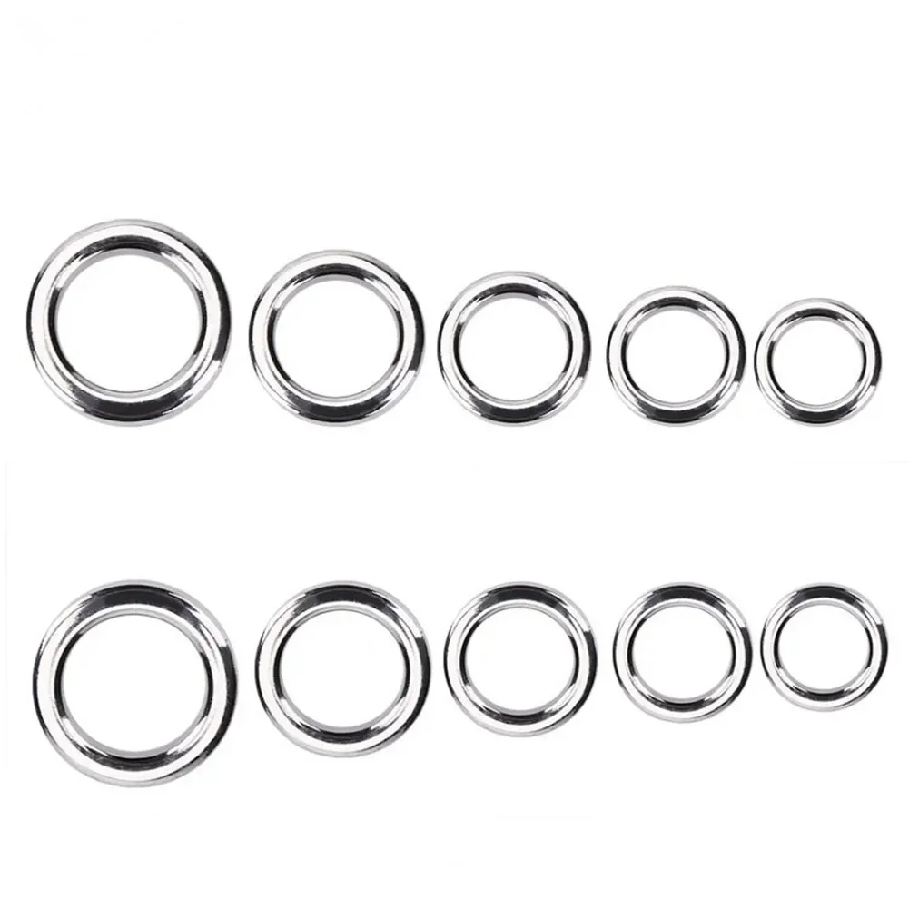 50Pcs Stainless Steel Fishing Solid Seamless Snap Split Rings Lures Tackle Connector Anti-Rust Fishing Tackle Accessories