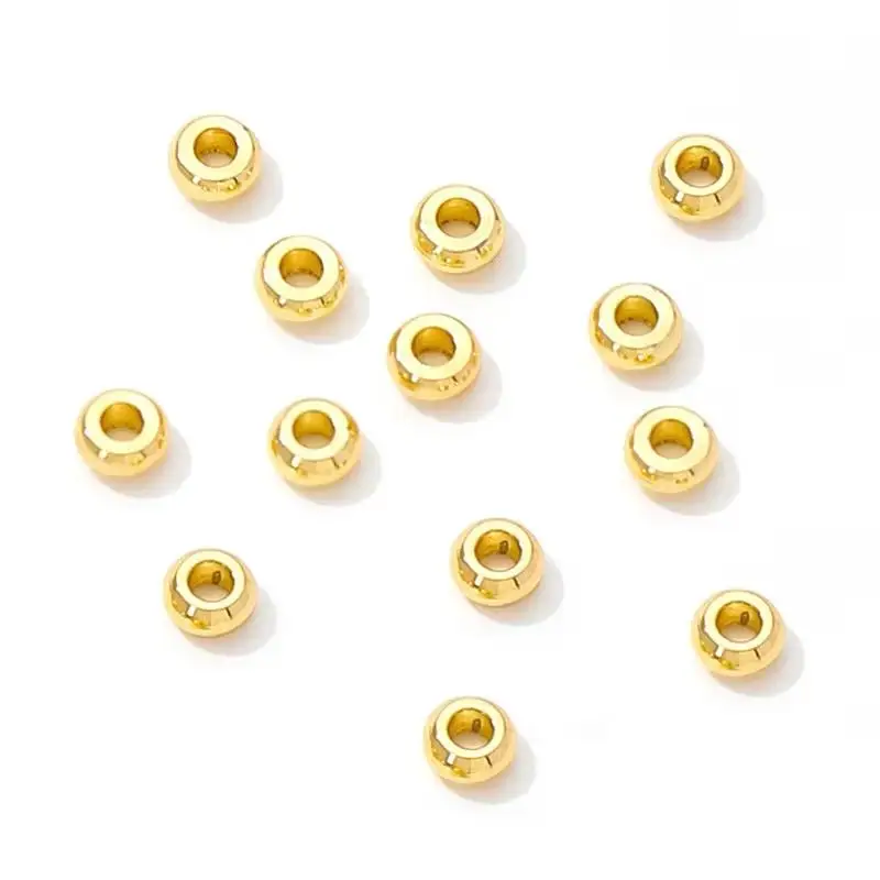 50 Stück DIY-Schmuckzubehör, vergoldete Messing-Flachperlen für Armbandherstellung, Schmuckbeschläge – Detail 2
