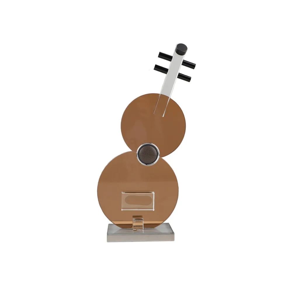 

CX Creative Vintage Brown Crystal Guitar Tabletop Ornament Living Room Entrance Hotel, Decoration