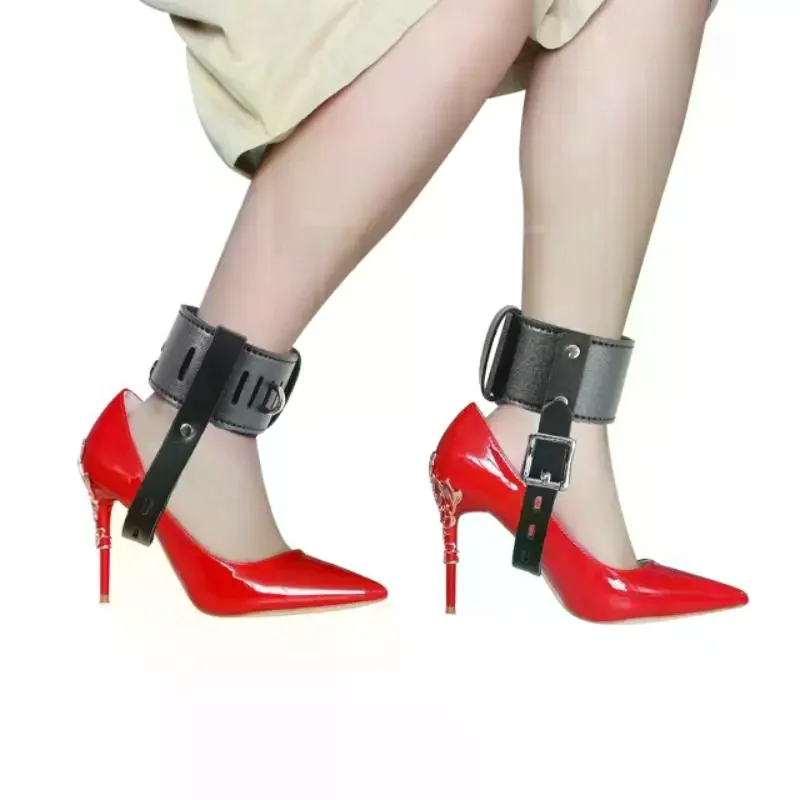 2PCS Punk Gothic Adjustable Black Ankle Belt Harness Strap With Lock Handmade For Cosplay Costumes And Fashion Accessories