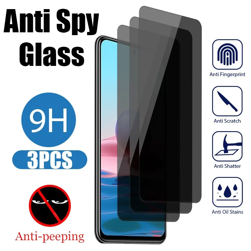 

3Pcs Anti-Spy Screen Protector For Redmi Note 10 11 12 9 8 Pro 11S 10S 9S Privacy Tempered Glass for Redmi 10C K60 9 9A 9C Glass