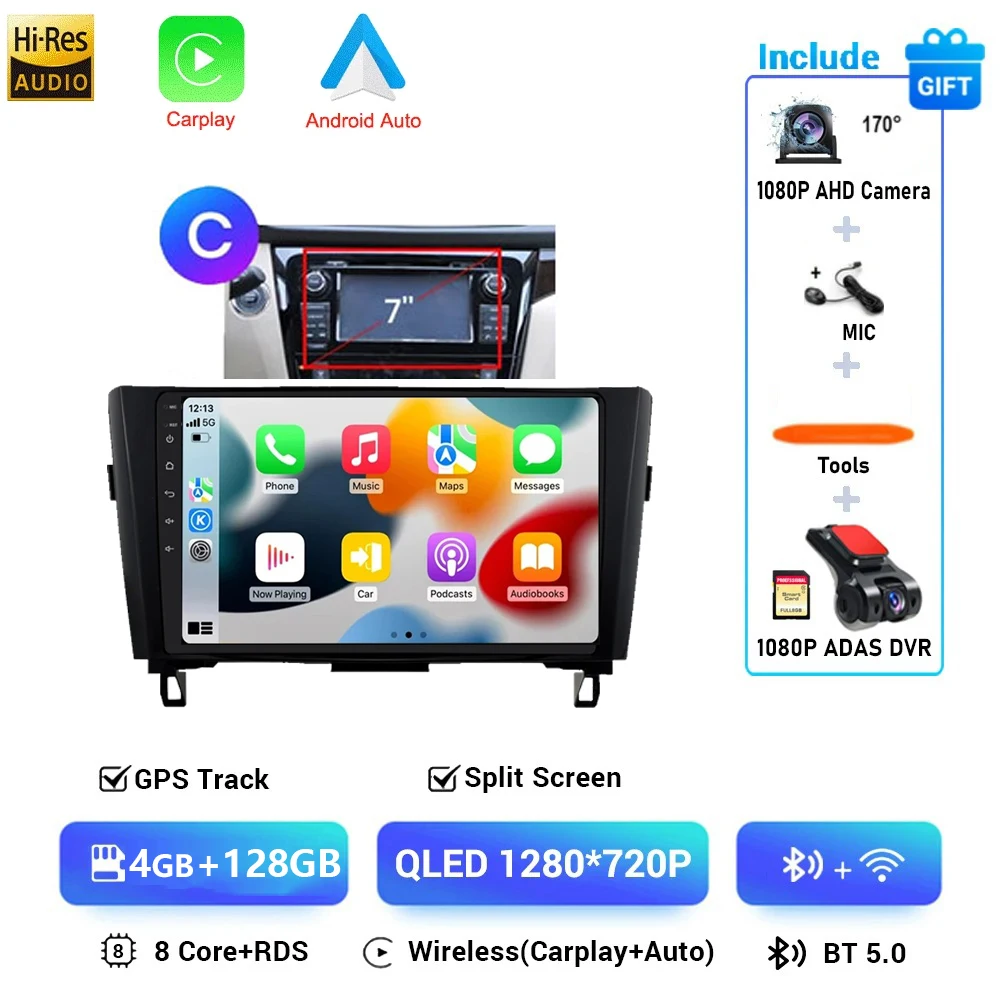 Autoradio Android 16 Voor Nissan X-Trail Qashqai 2 J1T32 Qashqai J10 J11 2014 2015 2016 2017 2018 2019 Multimedia DSP 4G LTE DVD